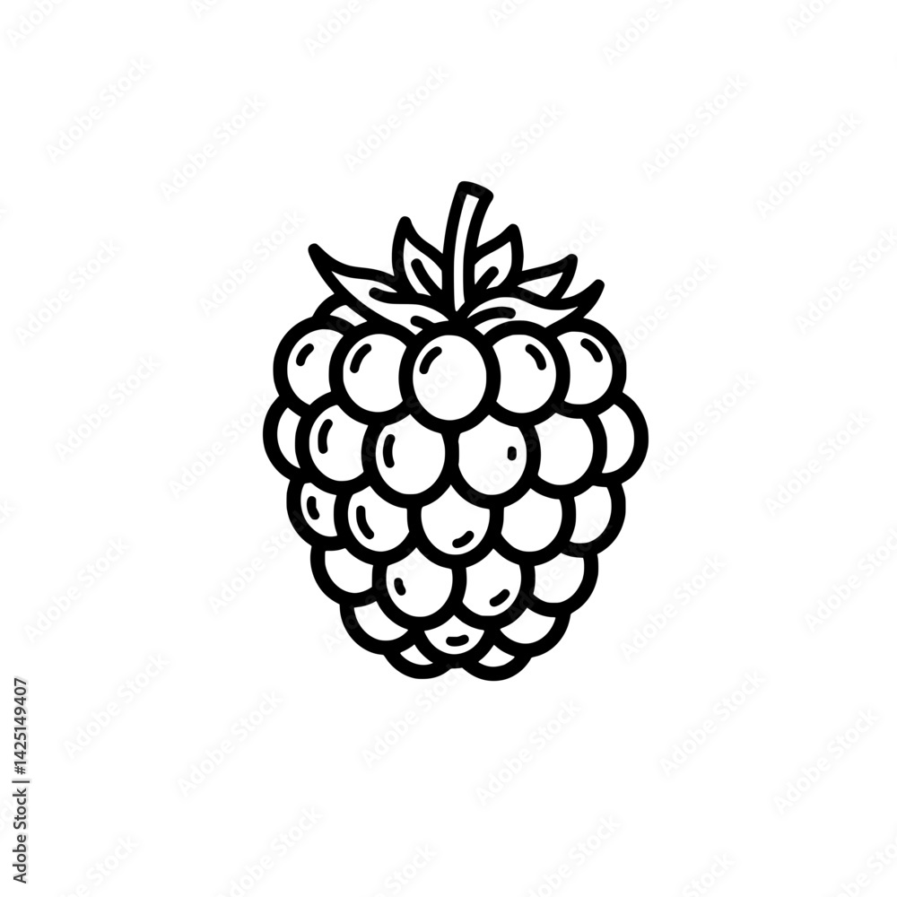 Poster black raspberry delight: simple yet charming black raspberry outline against, showcasing a fruit in 