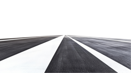 Perspective View Of A Road With White Lines Against Black Background