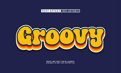 Editable retro groovy text effect with vibrant vector style flair.