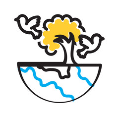 Vector black line icon for Natural habitat