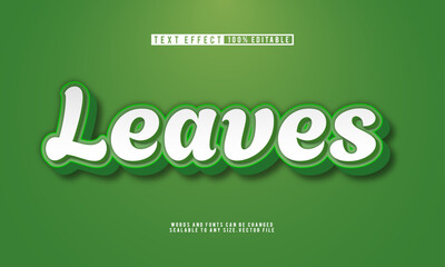 3D editable green leaves text effect in fresh nature style.