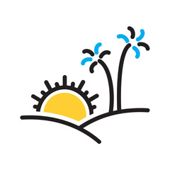 Vector black line icon for Sunset