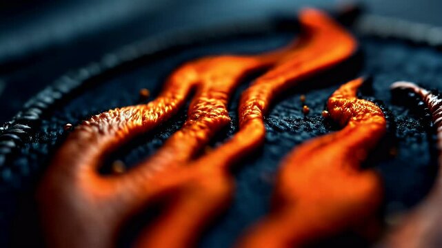 Embroidered Flame Patch A Close-Up Macro Shot
