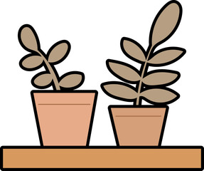 Plant Pots on Shelf – Cozy Interior Scene