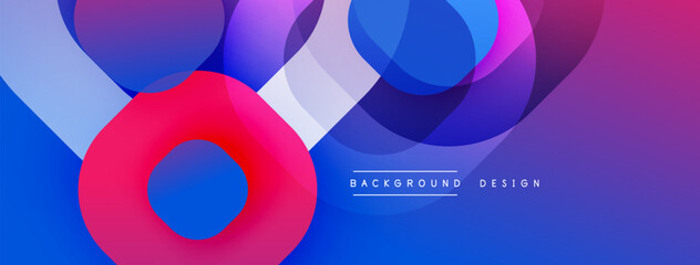 Obraz premium Abstract composition featuring overlapping circles, vibrant gradients. Blue, purple, pink hues create dynamic visual effect. Modern design element for backgrounds.
