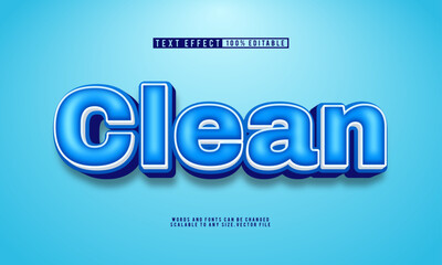 Editable clean text effect with a fresh blue background, perfect for modern designs.