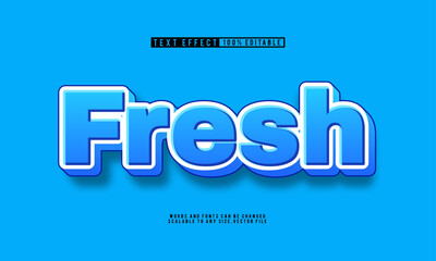 Editable fresh text effect with a vibrant blue background, ideal for dynamic designs.