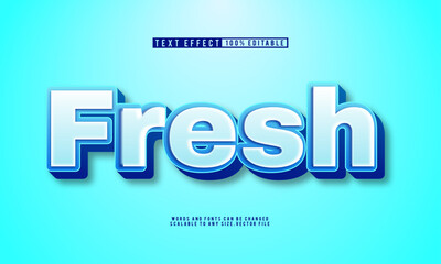 Editable fresh text effect with a vibrant blue background, ideal for dynamic designs.