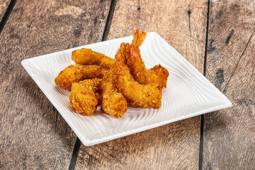 Delicous crispy shrimps appetizer snack