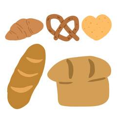 clipart of various bread and cookies