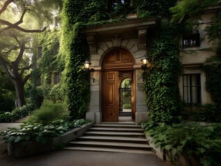 Ivy-Covered Entrance, Mysterious Garden Gate - Lush Greenery & Natu.