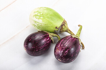Heap of raw asian baby eggplant