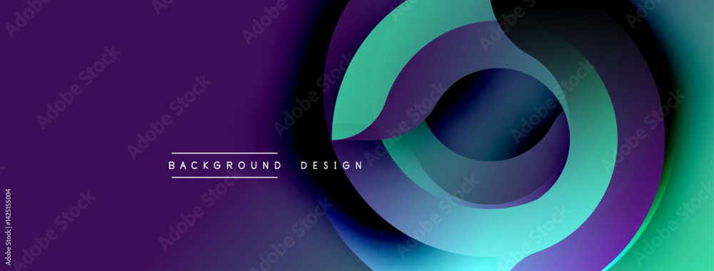 Leinwandbilder abstract design features layered circles, vibrant purple hues dominate background. turquoise accents
