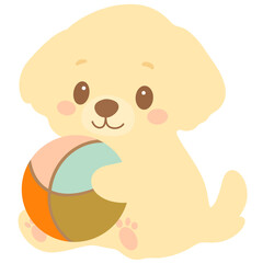 Adorable Puppy Playing with Ball | Transparent PNG Illustration 