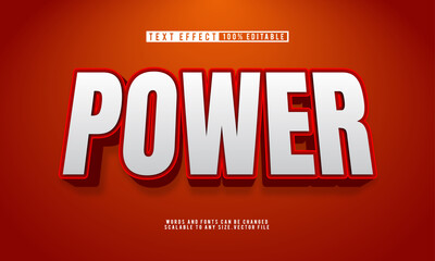Editable power red 3D text effect style, bold and dynamic design