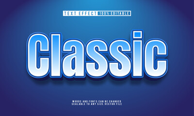 Editable classic blue 3D text effect template, timeless and bold