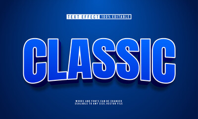 Editable classic blue 3D text effect template, timeless and bold