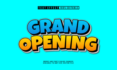 Grand opening 3D editable text effect in a fun cartoon font