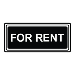 FOR RENT black and white sign, vector illustration