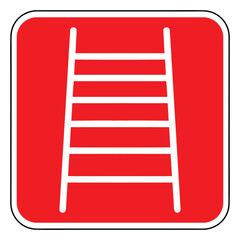 Emergency firefighting ladder sign, white ladder icon on a red square background , vector illustration.cdr