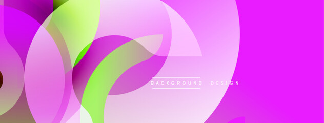 Abstract vibrant background. Overlapping circles create dynamic composition. Soft gradients blend purple, green hues. Modern design element for digital projects.
