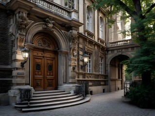 Obraz premium Elegant European Building Entrance - Architectural photography