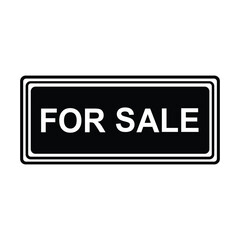 FOR SALE black and white sign, vector illustration