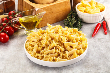 Raw dry Italian pasta - campanelle