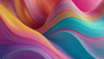 Obraz premium Ai Generative of Dreamy Iridescent Pastel Wave 3 D Background – Abstract Holographic Fluid Gradient Texture in Soft Rainbow Colors