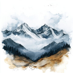 Obraz premium Majestic mountains rise above misty valley, showcasing nature beauty and tranquility