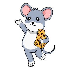Cute Mouse Character in Cartoon Design Style. Vector Illustration.