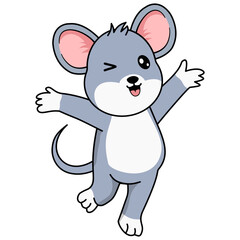 Cute Mouse Character in Cartoon Design Style. Vector Illustration.