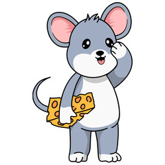 Cute Mouse Character in Cartoon Design Style. Vector Illustration.