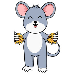 Cute Mouse Character in Cartoon Design Style. Vector Illustration.