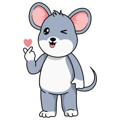 Cute Mouse Character in Cartoon Design Style. Vector Illustration.