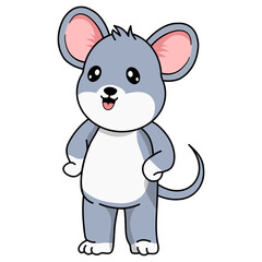 Cute Mouse Character in Cartoon Design Style. Vector Illustration.