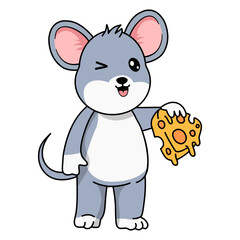Cute Mouse Character in Cartoon Design Style. Vector Illustration.