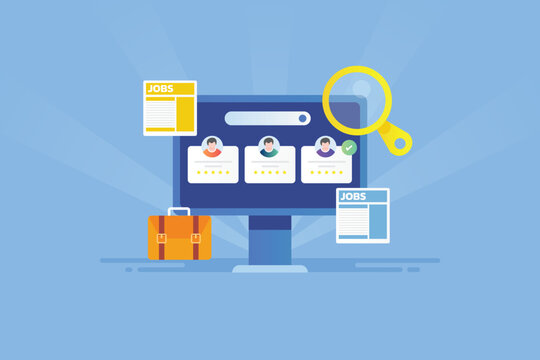 Searching opportunity on job portal. Find career on website.