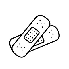 Bandages in a simple line art style on a white background  