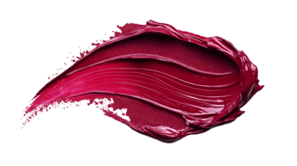 Realistic Glossy Red Paint Stroke Isolated on Transparent Background