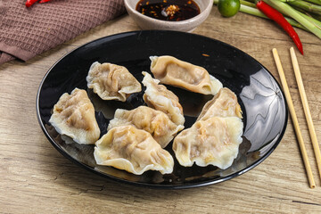 Asian steamed dumplings with meat