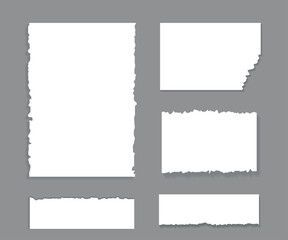 Paper tear set. White rip tag note for web design. Vector illustration