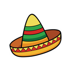 Mexican Sombrero Vector Illustration — Traditional Hat with Decorative Patterns for Cinco de Mayo Celebration