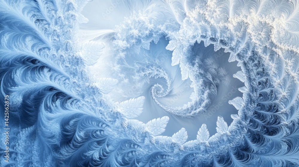 Poster swirling blue fractal patterns abstract art digital design mysterious environment close-up view visu