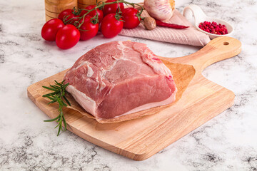Raw pork meat piece for cooking