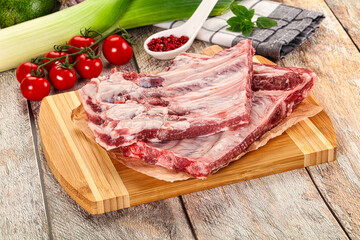 Raw pork ribs for cooking