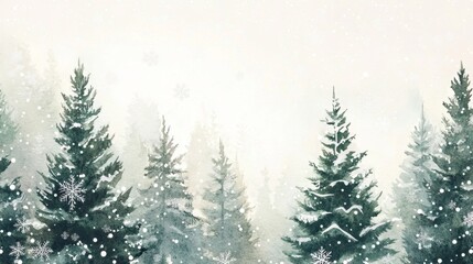 Obraz premium Winter wonderland snowy evergreen forest scene nature tranquil atmosphere aerial view seasonal beauty