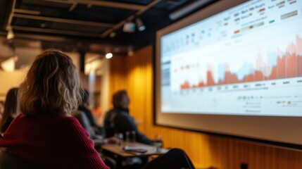 Audience Watching Presentation With Graphs on Screen