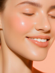 Obraz premium close up portrait of young woman with perfect healthy skin