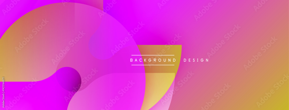 Aufkleber Abstract gradient background. Overlapping shapes create dynamic composition. Pink, purple, yellow hues blend smoothly. Modern design element for digital projects.